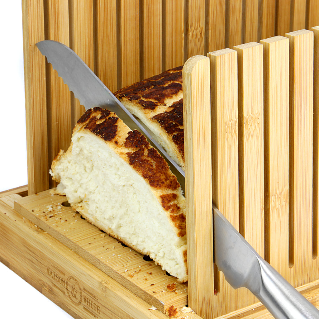 Bamboo Bread Slicer with Cutting Board Foldable Adjustable Bread Slicer For  Homemade Bread Loaf Cakes