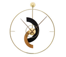 Large 60cm Wall Clock with Metal Frame and Walnut Hands - Made of Iron and MDF Wood, Perfect for Home and Office Décor