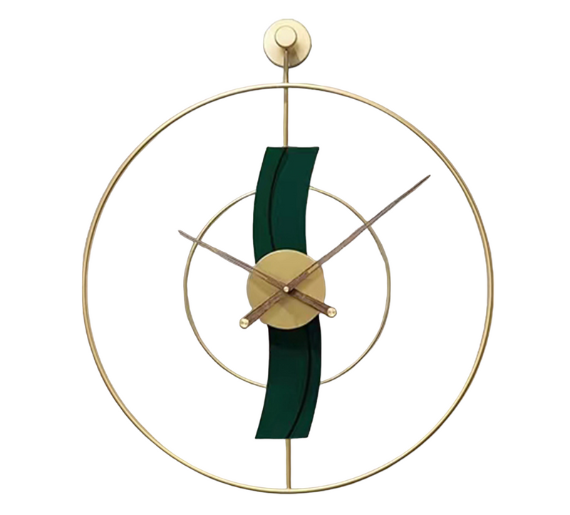 Large 60cm Wall Clock with Metal Frame and Walnut Hands - Made of Iron and MDF Wood, Perfect for Home and Office Décor