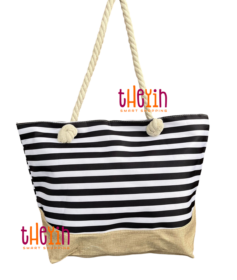 Beach Bag for Women, Large Summer Beach Tote Bag with Zipper and Rope Handle, Canvas Shoulder Handbags Travel Tote for Beach Travel Holiday Shopping Gym Bag