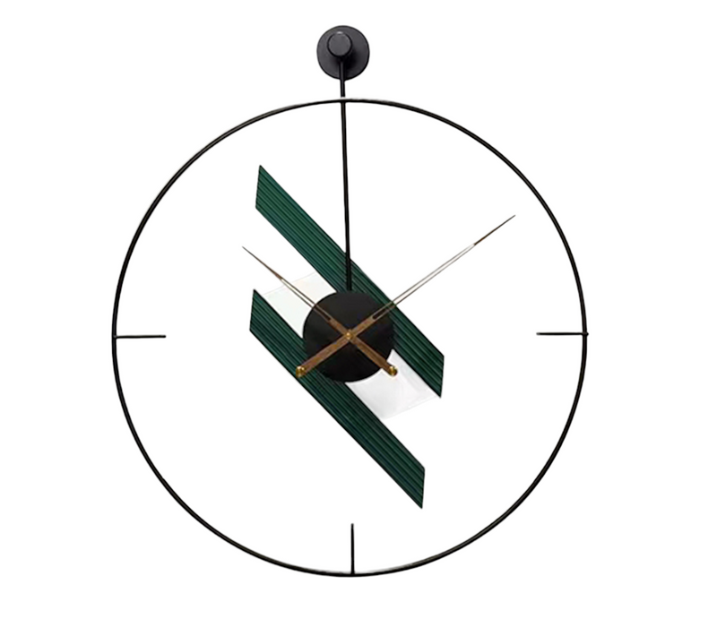 Large 60cm Wall Clock with Metal Frame and Walnut Hands - Made of Iron and MDF Wood, Perfect for Home and Office Décor