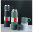 Vacuum Insulated Flask 500ml Thermo Bottle with 3 Cups Stainless Steel, Leak Proof, Coffee Tumbler, Travel Mug