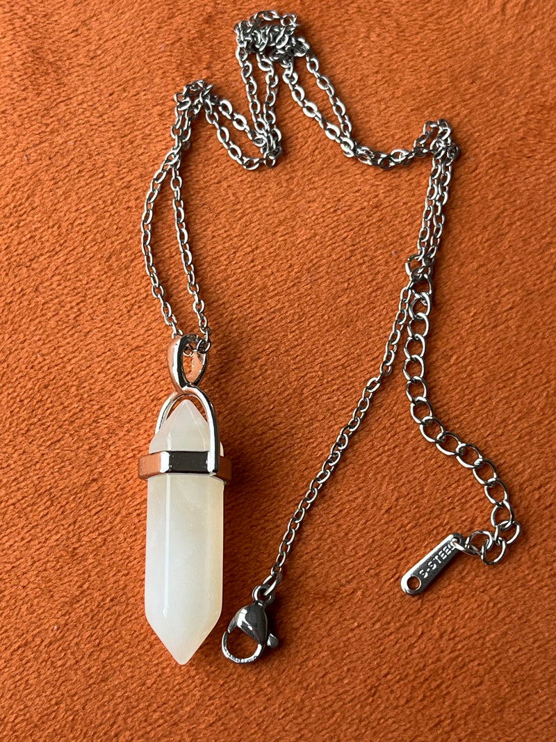 Natural Quartz Chakra Crystal Healing Point Cut Gemstone Pendant Reiki Necklace