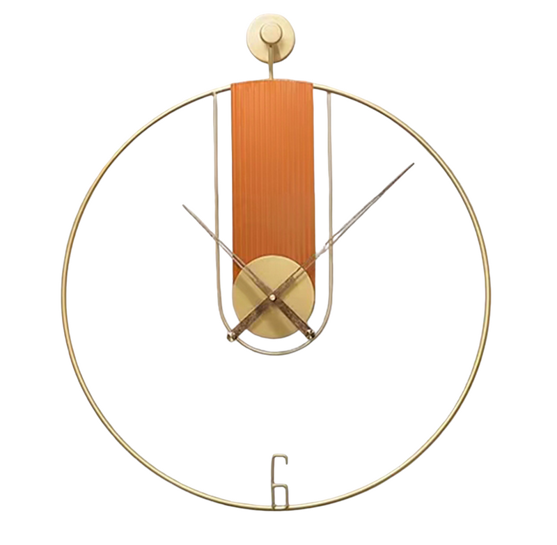 Large 60cm Wall Clock with Metal Frame and Walnut Hands - Made of Iron and MDF Wood, Perfect for Home and Office Décor