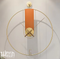 60cm Modern Minimalist Wall Clock - Gold Frame with Retro Orange MDF Wood Backdrop &amp; Walnut Hands