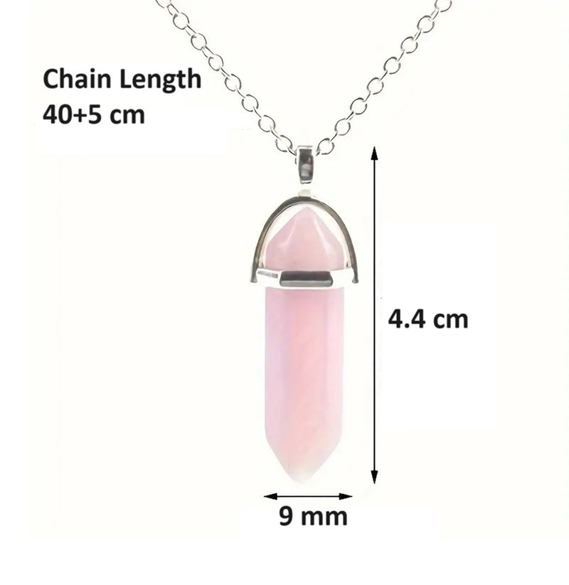 Natural Quartz Chakra Crystal Healing Point Cut Gemstone Pendant Reiki Necklace