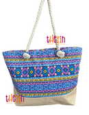 Beach Bag for Women, Large Summer Beach Tote Bag with Zipper and Rope Handle, Canvas Shoulder Handbags Travel Tote for Beach Travel Holiday Shopping Gym Bag