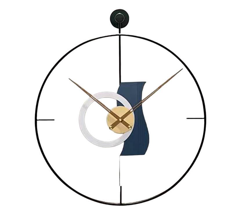 Large 60cm Wall Clock with Metal Frame and Walnut Hands - Made of Iron and MDF Wood, Perfect for Home and Office Décor