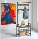 Vintage Industrial Coat Rack with Shoe Storage Bench – Entryway Organizer with Hooks &amp; Shelf – Hall Tree for Hallway, Mudroom, Bedroom, Hallway Organizer
