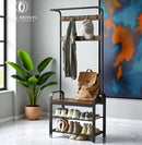 Vintage Industrial Coat Rack with Shoe Storage Bench – Entryway Organizer with Hooks &amp; Shelf – Hall Tree for Hallway, Mudroom, Bedroom, Hallway Organizer