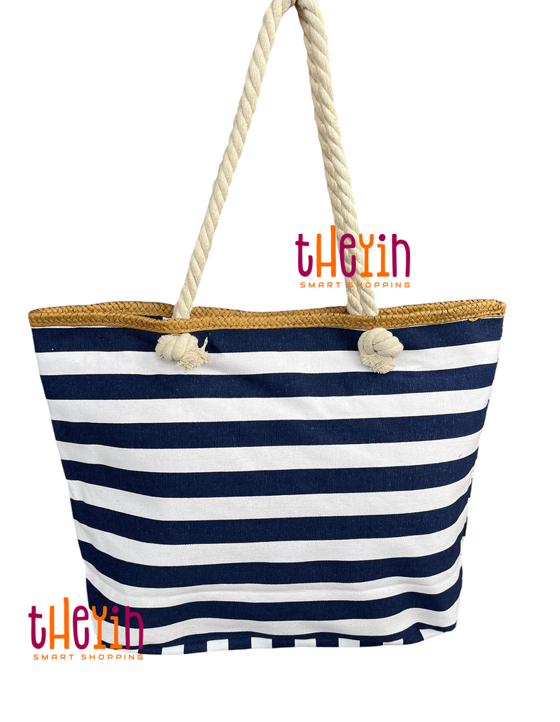 Beach Bag for Women, Large Summer Beach Tote Bag with Zipper and Rope Handle, Canvas Shoulder Handbags Travel Tote for Beach Travel Holiday Shopping Gym Bag