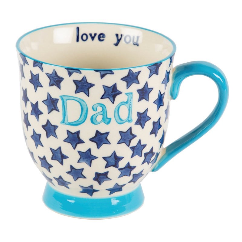 Sass & Belle Bohemian Blue Stars Love You Dad Mug Coffee Cup Father's Day Xmas