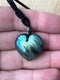 Natural Labradorite Pendant Necklace Crystals Healing Stones Heart Shape