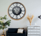 60cm SUPER SILENT Wheel Wall Clock with Moving Gears, Rustic Wooden Frame, Large Decorative Gear Clock, Quiet Non-Ticking Quartz Movement for Living Room, Office, Kitchen, Bedroom