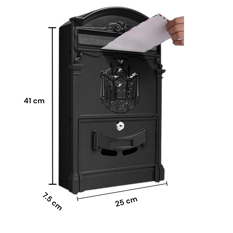 Large Vintage Outdoor Lockable Letter Post Box Mailbox Wall-Mounted Secure Mail