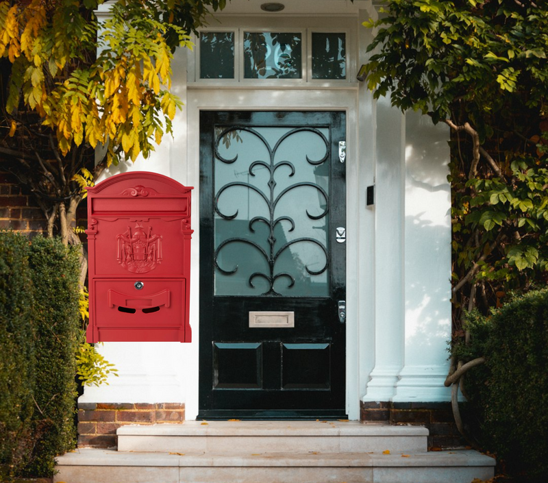 Large Vintage Outdoor Lockable Letter Post Box Mailbox Wall-Mounted Secure Mail