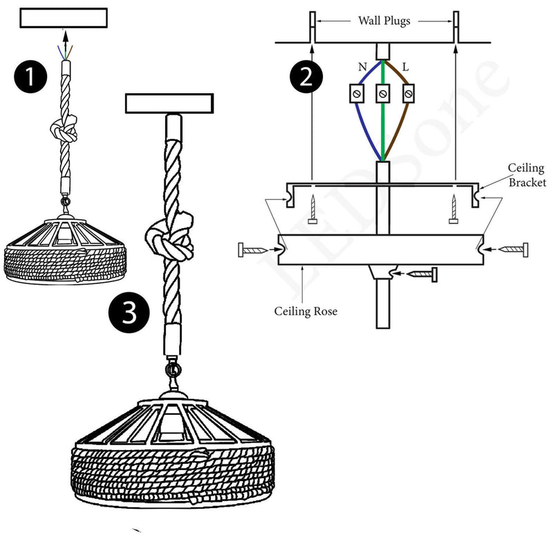 30cm Vintage Industrial Loft Hemp Rope Iron Pendant Ceiling Light