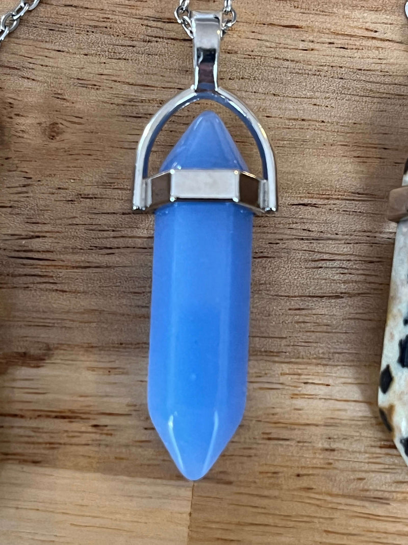 Natural Quartz Chakra Crystal Healing Point Cut Gemstone Pendant Reiki Necklace