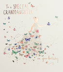 Greeting Card To A Special Granddaughter - Granddaughter Birthday Dress - From The Lemon Sorbet Range - Embossed Finish.