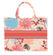 Floral Printed Jute Shopping Bag with Magnetic Buckle - Eco-Friendly Hemp Tote, 37x32x13cm