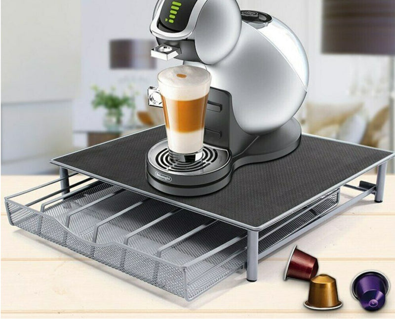 Coffee Machine Stand &amp; Capsule Pod Storage Holder Drawer for Nespresso &amp; Dolce Gusto