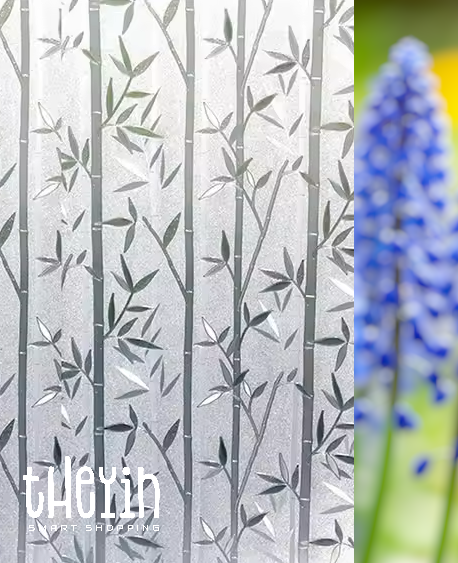 2M Bamboo Frosted Privacy Window Film – Static Cling, Bubble Free, Stained Glass Look