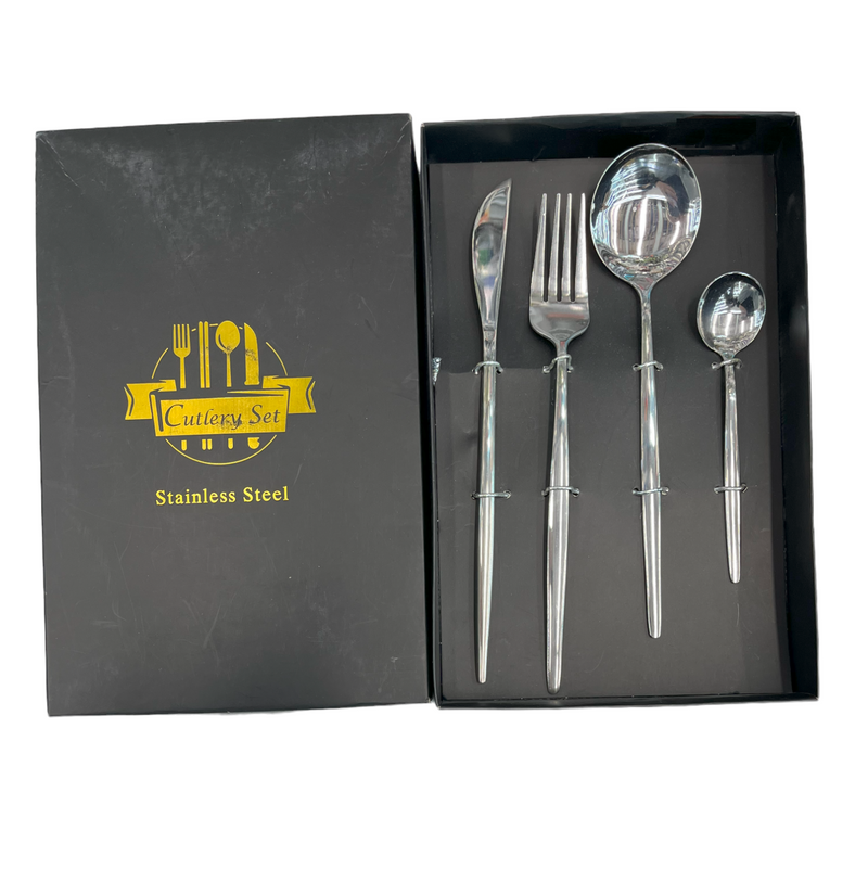 24 Piece Cutlery Set Stainless Steel Dinnerware Dinner Spoon Fork Tea Coffee Spoon Boxed