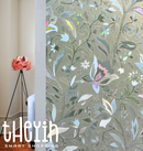 2m Floral Frosted Privacy Window Film, Bubble Free, Stained Cling Static Glass Covering for Home & Office