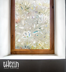 2m Floral Frosted Privacy Window Film, Bubble Free, Stained Cling Static Glass Covering for Home & Office