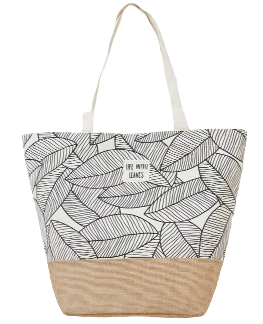 Leaves Jute Tote Shoulder Bag for Women