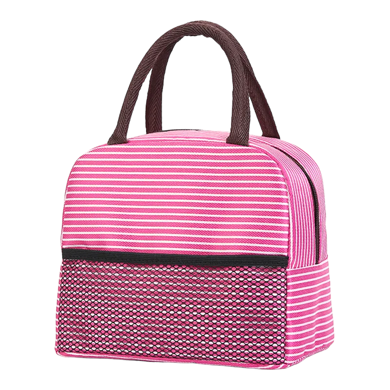 Insulated Stripe Lunch Bag Thermal Cooler Women Kids Picnic Food Box Tote Bags UK