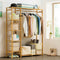 Wooden Clothes Garment Hanging Stand Shoe Rack Display Storage Shelf with Curtain