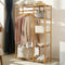 Wooden Clothes Garment Hanging Stand Shoe Rack Display Storage Shelf with Curtain