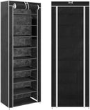 10 Tier Cabinet Storage Organiser Shoe Rack Stand Holds 27 Pairs Dustproof Black