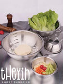 Deep Mixing Bowl Stainless Steel Cooking Baking Salad Serving Bowl Flat Base