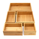 Set of 5 Pieces Bamboo Drawer Organiser Durable Storage Box Set Assorted Sizes