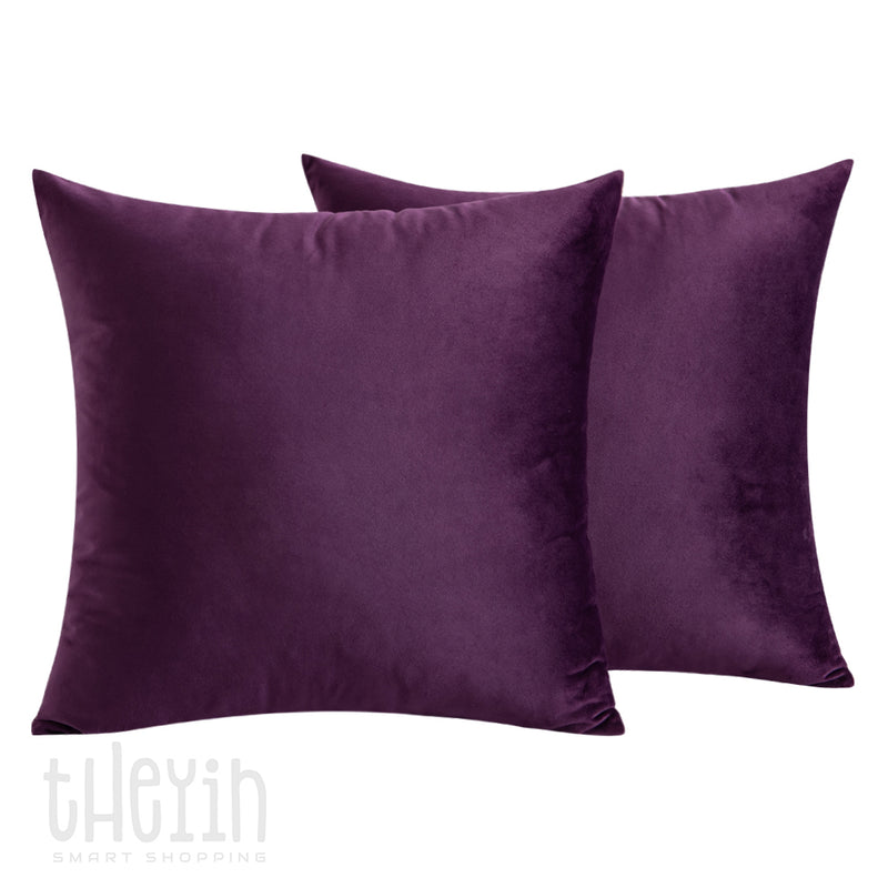 Pack of 2 Velvet Soft Square Throw Pillow Case Cushion Covers Luxury Pillowcases for Sofa Bedroom Livingroom 18x18 Inch 45x45cm