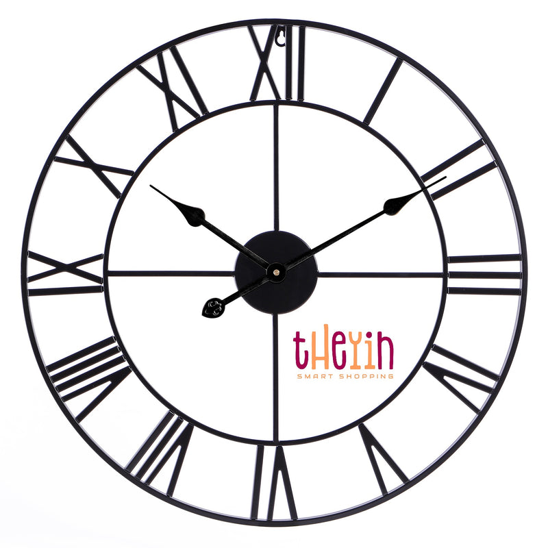 Super Silent Extra Large Roman Numerals Skeleton Wall Clock Big Giant Open Face Round, 60cm/40cm