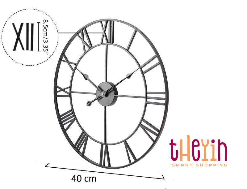 Super Silent Extra Large Roman Numerals Skeleton Wall Clock Big Giant ...