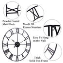 Super Silent Extra Large Roman Numerals Skeleton Wall Clock Big Giant Open Face Round, 60cm/40cm