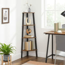Corner Shelf Rack, 4-Tier Office Organiser Unit, Ladder Shaped Bookcase, for Home, Living Room, Bedroom, Balcony, Vintage, Black