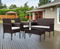 Brown Garden Rattan Set Outdoor Patio Furniture Bench Sofa, 2 Chairs and Table