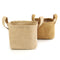 Cotton Jute Storage Baskets Pack of 2 Brown & White with Handles