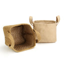 Cotton Jute Storage Baskets Pack of 2 Brown & White with Handles