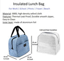 Insulated Lunch Bag for Women Men Children Girls Water Resistant Thermal Leak Proof Tote Cooler Bag Box for Work Outdoor Picnic Travel Beach