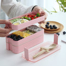 3 Layer Lunch Box Spoon Fork Dinnerware Bento Box Set Food Storage Microwave UK