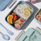 THEYIN Stylish Bento Lunch Box for Adults Men Women Children Lunch Containers of 3 Compartment Wheat Straw with Spoon and Fork Leak Proof Microwave Safe