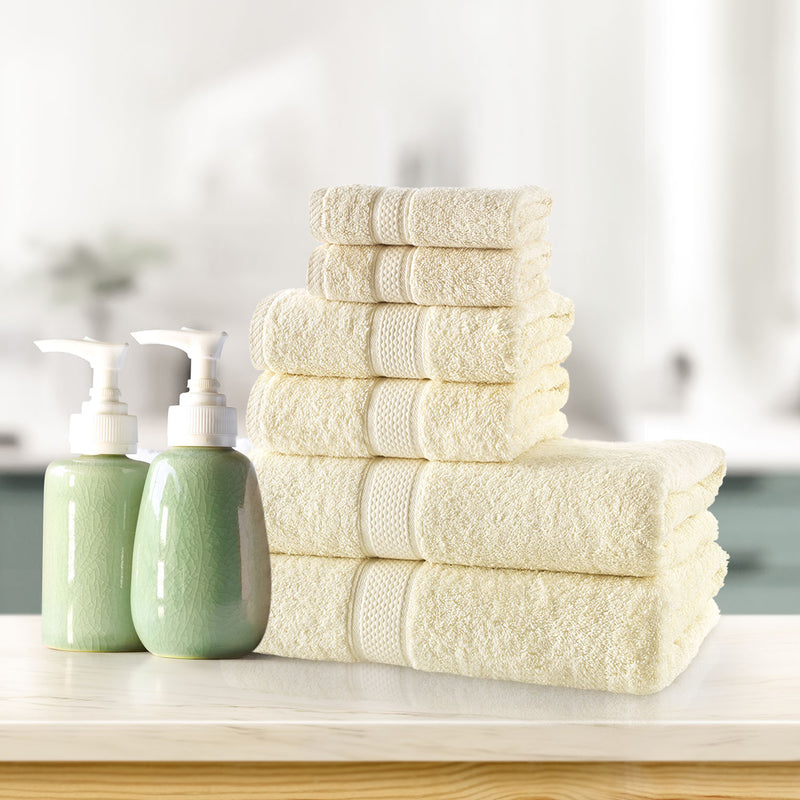 Cream Towels Set of 6 Premium Turkish Cotton Towels