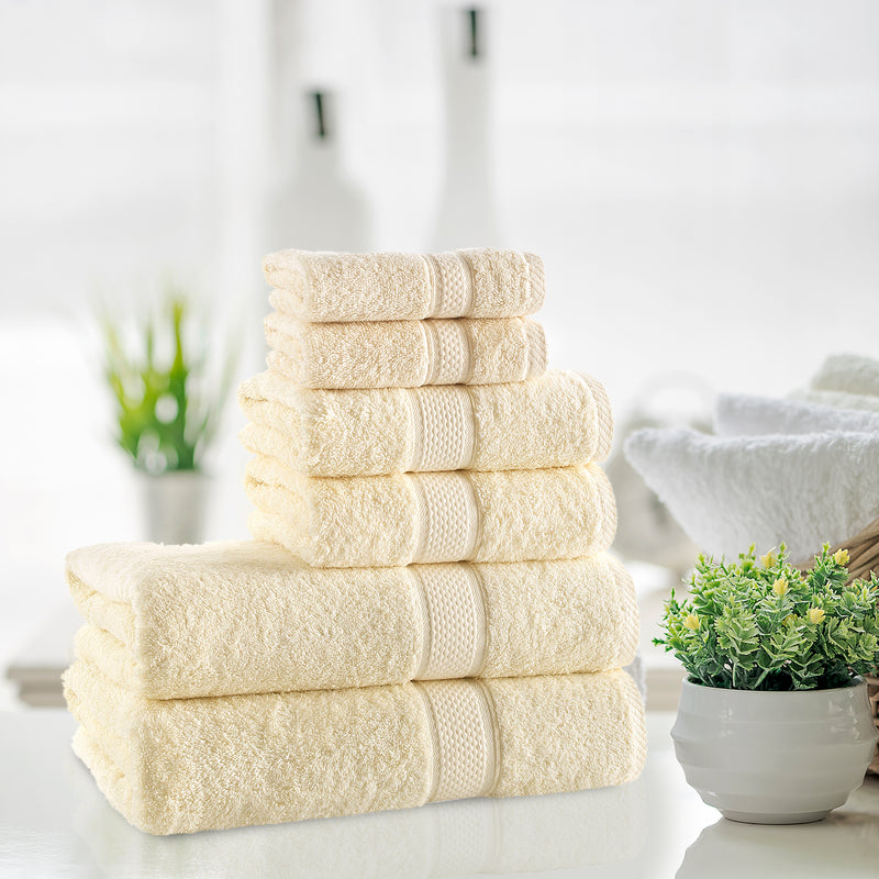 Cream Towels Set of 6 Premium Turkish Cotton Towels