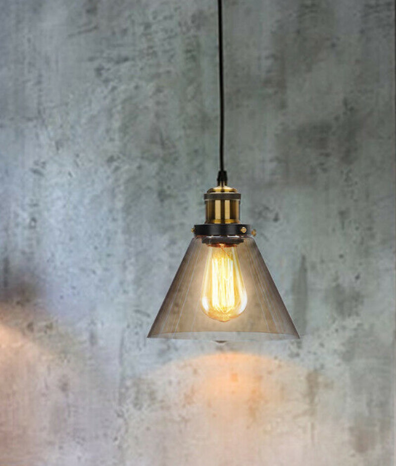 Industrial suspended Ceiling light fitting amber Glass Lamp shade pendant lights
